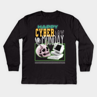 Happy Cyber Monday Retro Style Kids Long Sleeve T-Shirt
